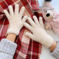 Winter Thickened Simulated Rabbit Fur Gloves Warm Mink Fur Riding Plain Five-finger Outdoor Skiing Cold-proof Gloves