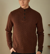 Men's Half-high Collar Button Sweater 24 Autumn And Winter New Thick Sweater