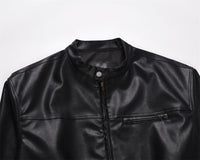 INS American Style Motorcycle Clothing Loose Casual Stand Collar PU Leather Jacket