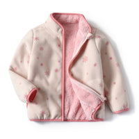 Women's Polar Fleece Jacket Children's Stand Collar Plus Fleece Pink