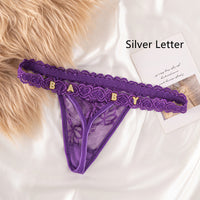 Women's Lace Transparent Rhinestone Letter Shorts