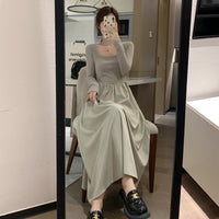 Women's Long-Sleeve Square-Neck Base Dress