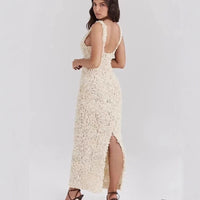 Womens Solid Color Versatile V-neck Vest-style Dress