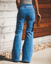 High-stretch Slim-fit Lace-up Wide-leg Flared Jeans