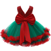 Children's Skirt Christmas Sequin Dress With Bow