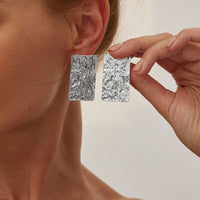 Liquid Metal Pleated Flower Stud Earrings