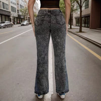 Retro Mid-waist Stretch Flared Jeans For Women
