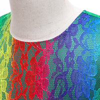 Colorful Gradient Lace Princess Dress