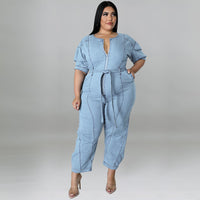 Women's Fashion Wash Denim Jumpsuit
