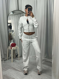 Springautumn New Casual Set Solid Color Buttoned Up