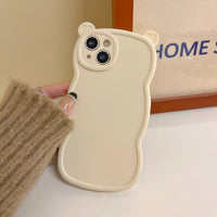 Solid Color Bear Ear Retro Mobile Phone Case