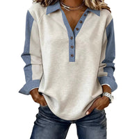Womens Multi-color Loose-fitting Figure-flattering Long-sleeve Top