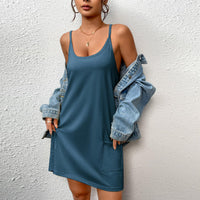 Double Mill Silk Pocket Home Strap Pajamas For Women