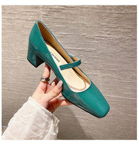 French Retro One Word With New Square Toe Mary Jane Shoes