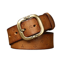 Mens Korean-style Patterned Leather Belt