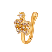 Brass Inlaid Zircon Star Heart Crown Nose Ring