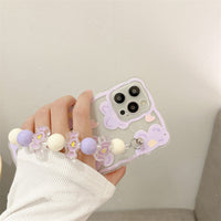 Purple Flower Wrist Strap Phone Case