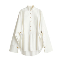 Women's Shirt Elegant Single-breasted Loose Lapels Irregular
