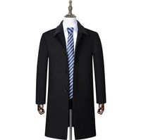 Middle-aged men's coat long men's large fur collar plus velvet quilted thick wool windbreaker