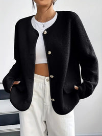 Women's Solid Color Buttons Jacket Long
