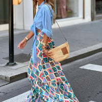 Resort-style Printed Maxi Skirt For Women