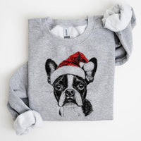 Christmas Puppy Print Polyester Round Neck Sweatshirt Unisex
