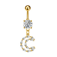 Personalized Zircon Butterfly Round Belly Button Ring