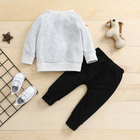 Children's Bear Patch Long-sleeved Sweatshirt Pants Set
