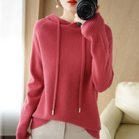 Thick Sweater Base Layer Coat Top Hooded Wool Knit Sweater