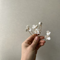 Ceramic Flower Pearl Embellished Bridal Hairpin Hair Plug Simple Hair Accessories