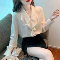 Ladies Chiffon Blouse Long Sleeve Base Shirt