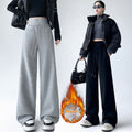 Fleece-lined Thick Loose Casual High Waist Drooping Straight Sports Trousers