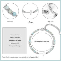 Natural Stainless Steel Cross Beaded Bracelet Card