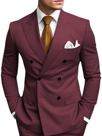 Mens Tailored Two-Piece Formal Suit With Double-Breasted Jacket