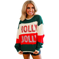 Women's Round Neck Alphabet Sequins Long-sleeved Top