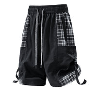 Plaid Stitching Casual Shorts Men's Loose Cargo Shorts