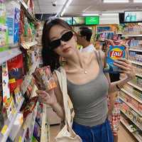 Retro Underwear U Collar Beautiful Back Outer Wear Sleeveless Vest Top