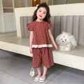 Girls' Summer Plaid Two-piece Set