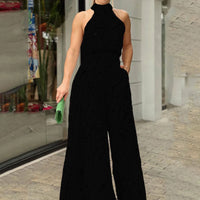 Women's Temperament Elegant Waist Tie Sleeveless Jumpsuit
