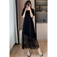 Womens Casual Slim-Fit Lace Short-Sleeve Dress