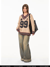 Jacquard Autumn And Winter Loose Idle Style Knitted Top