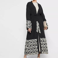 Spliced Lace Up Dubai Arab Cardigan Robe