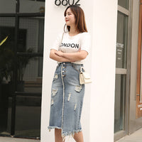 Junjun Xintang Denim Plus-size Women's Bodycon Skirt