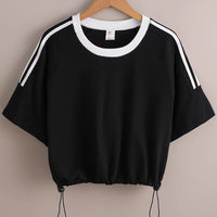 Loose-fitting Versatile Asymmetrical Street-dance Style Retro Short-sleeve T-shirt