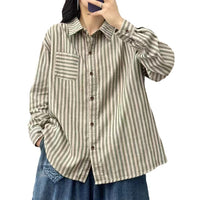 Artistic Cotton Yarn Small Plaid Shirt Women's Long Sleeve