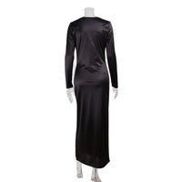 V-neck Satin-gloss Silk Evening Gown Dress