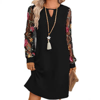 Women's Round Neck Lace Long Sleeve Dress