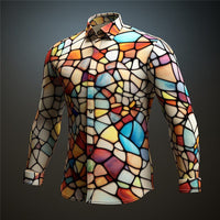 Color Block Color Art Abstract Daily Go Out Commuter Long Sleeve Shirt
