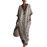 Womens Fashion Printed Three-Quarter-Sleeve Dress