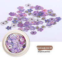Nail Art Wood Pulp Slice Flower Mixed Nail Sticker DIY Accessories